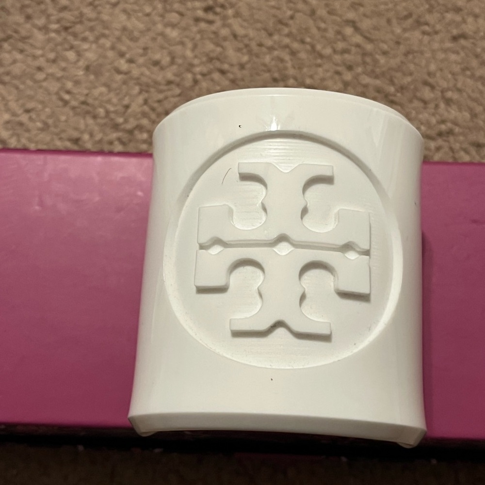 Tory Burch White Logo Cuff Bracelet